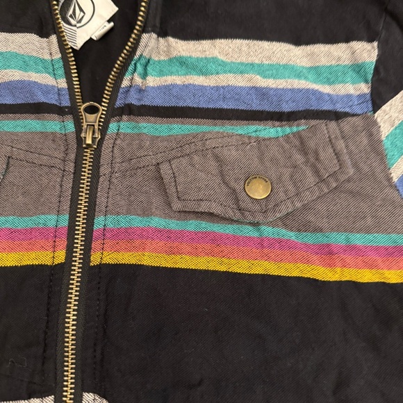 Volcom Enemy Lines Y2K Multicolor Striped Jacket Skater Surfer - Picture 3 of 11